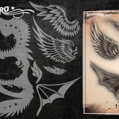 Airbrush Tattoo Pro Stencil Wings